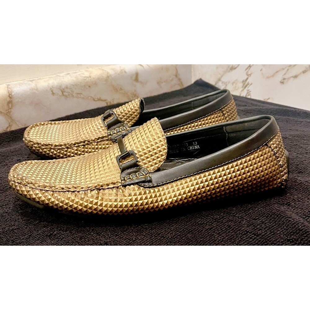 Amali VERF-153 Men’s Size 13 Copper Black Driving Moccasin Loafers Horsebit